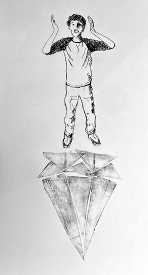 laurence de Saint Martin artiste affiche papier d&eacute;co peinture papier dessin encre histoire sans parole suis-moi eau-forte estampe noir cuivre plaque