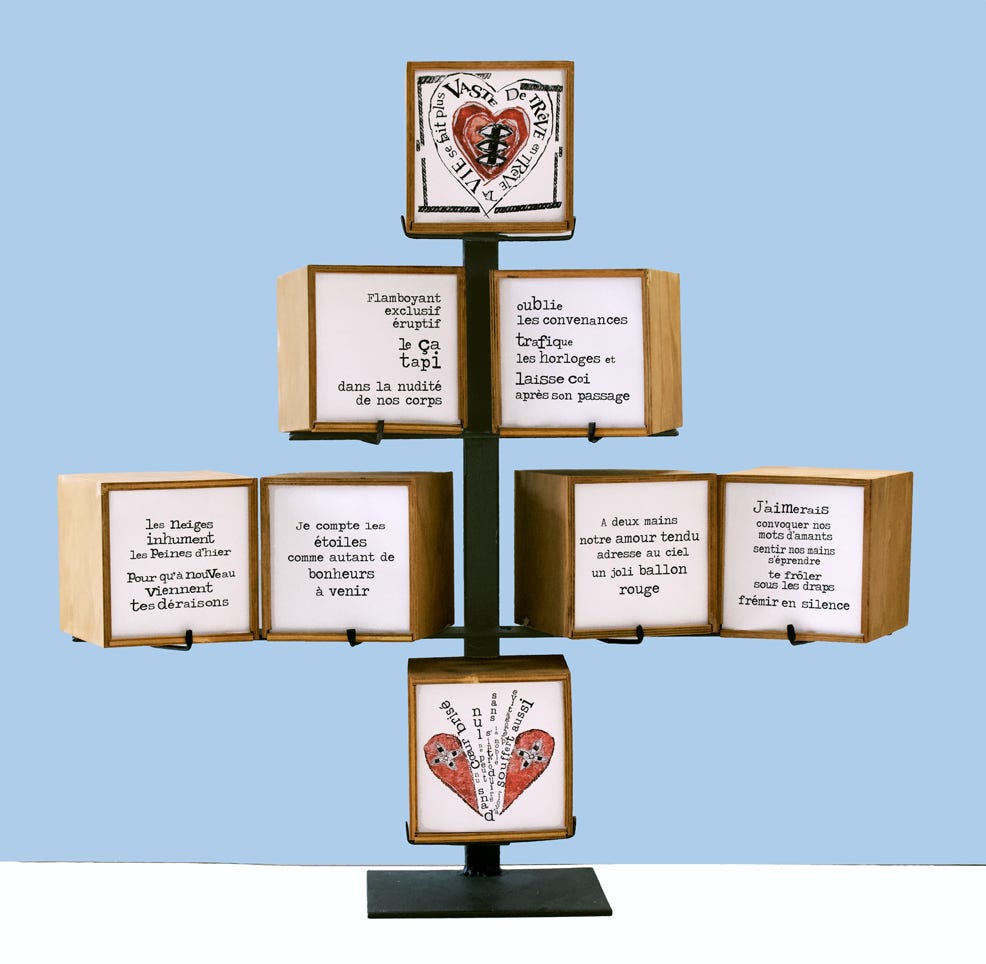 laurence de Saint Martin st artiste jeu de main sculpture boite lumi&egrave;re ferronnerie livre objet