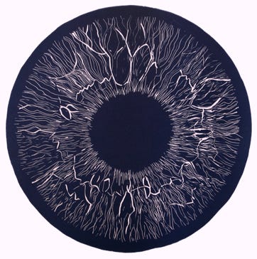 regard int&eacute;rieur intime soi linogravure trait gouge oeil laurence de Saint Martin artiste affiche d&eacute;co peinture papier dessin