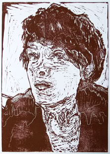 regard int&eacute;rieur intime soi linogravure trait gouge auto-portrait laurence de Saint Martin artiste peinture d&eacute;co affiche dessin papier